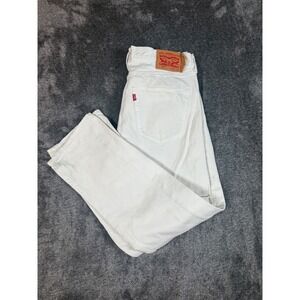 Levi Strauss 501 White Button Fly Denim Jeans Men's Size 36 x 32 Straight Leg